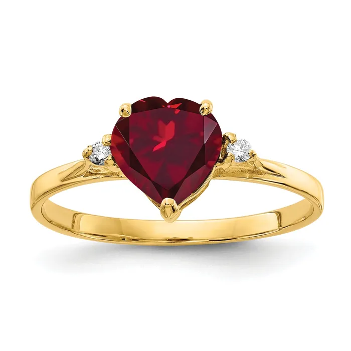 Goldia Rings Solid 14k Yellow Gold 7mm Heart Created Simulated Ruby AA CZ Ring Goldia Rings Solid 14k Yellow Gold 7mm Heart Created Simulated Ruby AA CZ Ring