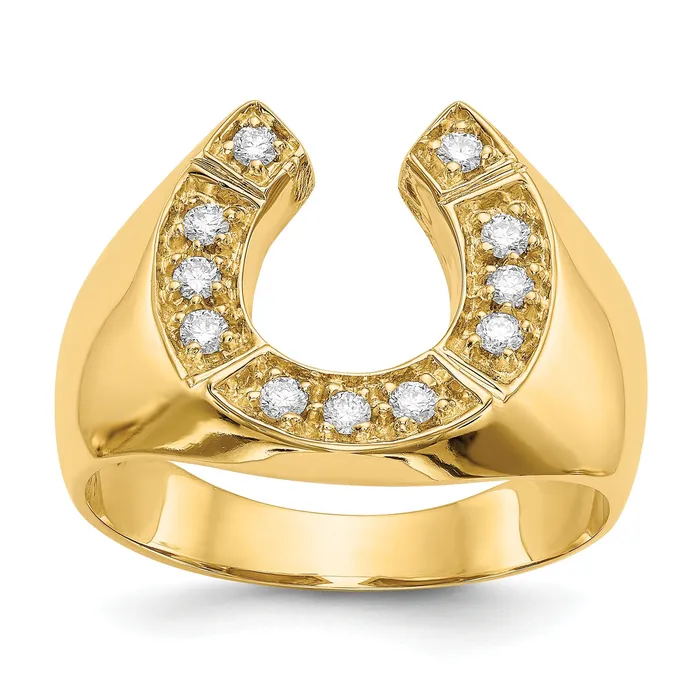 Goldia Rings Solid 14k Yellow Gold AA Simulated CZ mens Ring