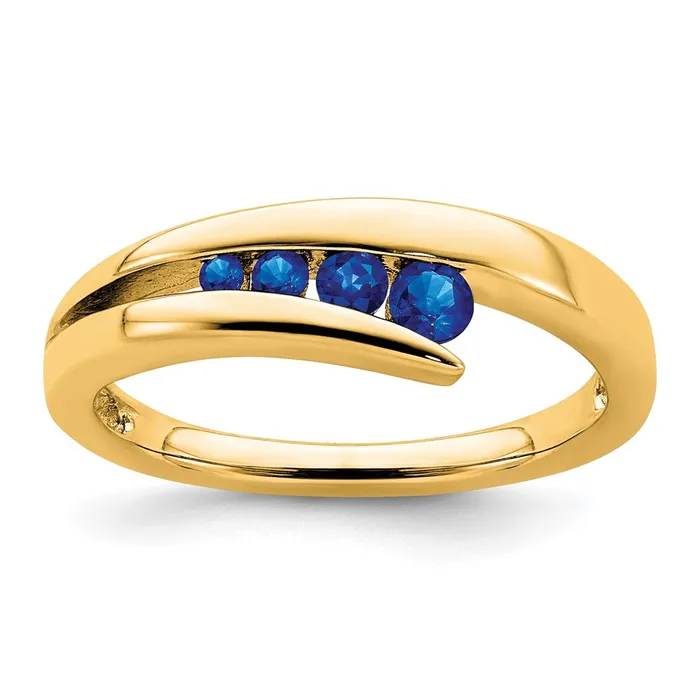 Goldia Rings Solid 14k Yellow Gold Simulated Sapphire 4stone Ring