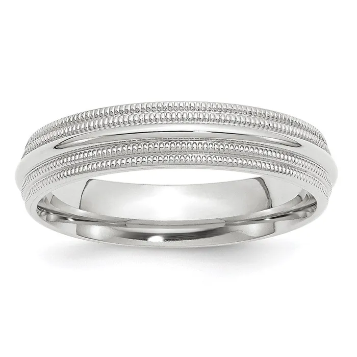 Goldia Rings Solid 18K White Gold 5mm Double Milgrain Comfort Fit MensWomens Wedding Band Ring Size 11 Goldia Rings Solid 18K White Gold 5mm Double Milgrain Comfort Fit MensWomens Wedding Band Ring Size 11