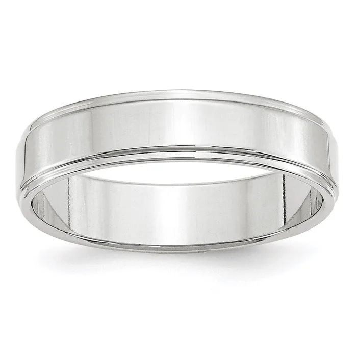 Goldia Rings Solid 18K White Gold 5mm Flat with Step Edge MensWomens Wedding Band Ring Size 45 Goldia Rings Solid 18K White Gold 5mm Flat with Step Edge MensWomens Wedding Band Ring Size 45