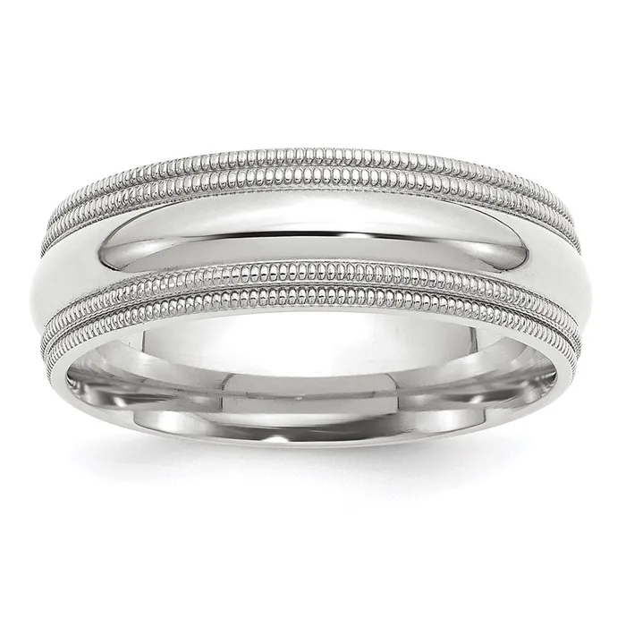 Goldia Rings Solid 18K White Gold 7mm Double Milgrain Comfort Fit MensWomens Wedding Band Ring Size 5 Goldia Rings Solid 18K White Gold 7mm Double Milgrain Comfort Fit MensWomens Wedding Band Ring Size 5