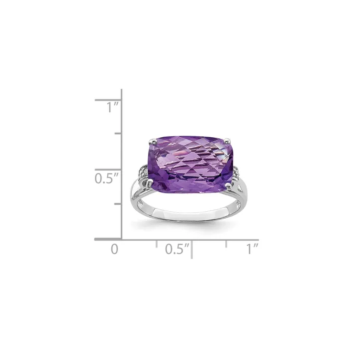 Goldia Rings Sterling Silver 14K White Gold Plated CheckerCut Amethyst u0026 Diamond Gemstone Birthstone Ring Fine Jewelry Gift for Her Goldia Rings Sterling Silver 14K White Gold Plated CheckerCut Amethyst u0026 Diamond Gemstone Birthstone Ring Fine Jewelry Gift for Her