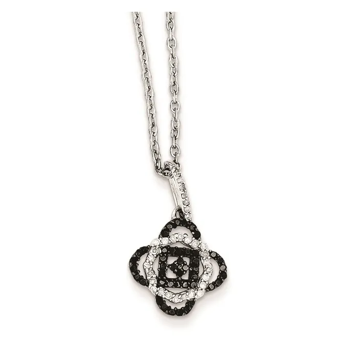Goldia Rings Sterling Silver Black and White Diamond Pedant