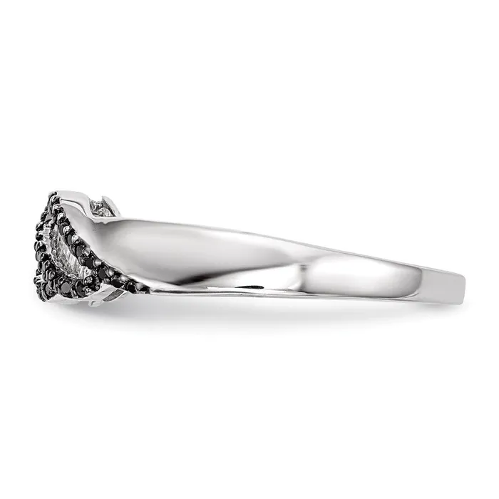 Goldia Rings Sterling Silver Black and White Diamond Ring