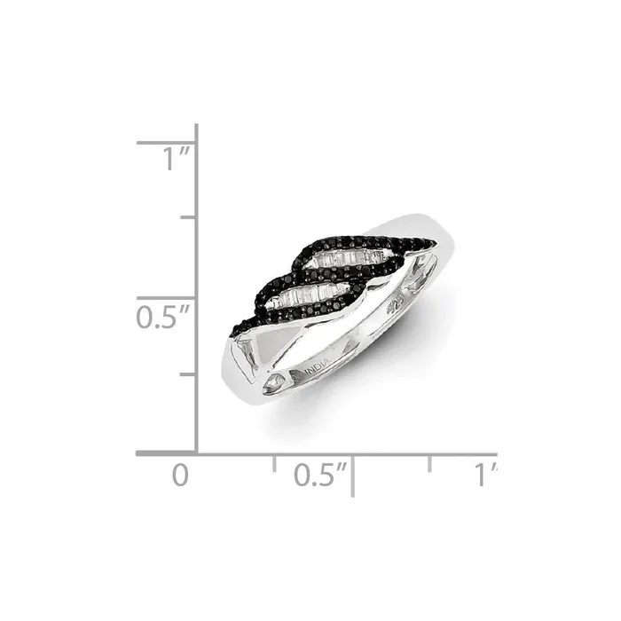 Goldia Rings Sterling Silver Black and White Diamond Ring