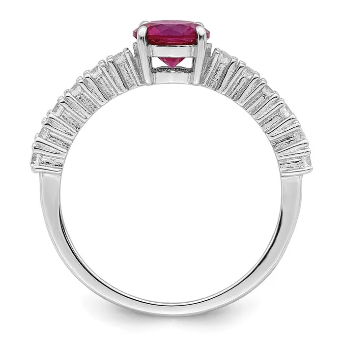 Goldia Rings Sterling Silver Polished Rhodiumplated Created Ruby and CZ Ring