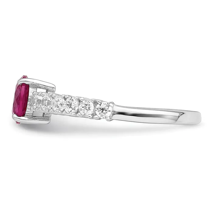 Goldia Rings Sterling Silver Polished Rhodiumplated Created Ruby and CZ Ring