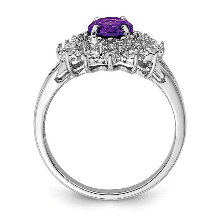 Goldia Rings Sterling Silver Rhodium Amethyst Diamond Ring