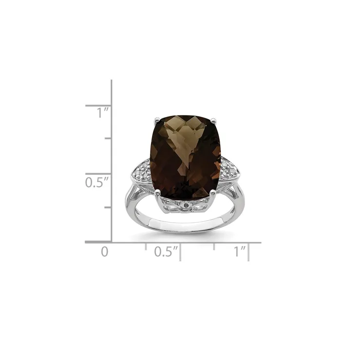 Goldia Rings Sterling Silver Rhodium CheckerCut Smoky Quartz u0026 Natural Diamond Gemstone Birthstone Ring Fine Jewelry Gift for Her Goldia Rings Sterling Silver Rhodium CheckerCut Smoky Quartz u0026 Natural Diamond Gemstone Birthstone Ring Fine Jewelry Gift for Her