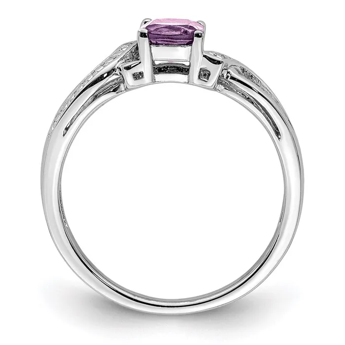 Goldia Rings Sterling Silver Rhodium Pink Quartz Diamond Ring