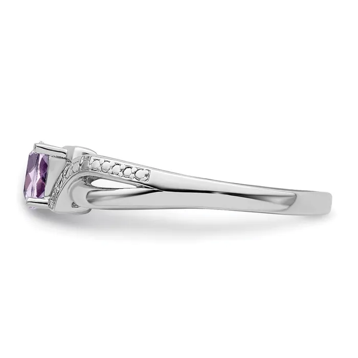 Goldia Rings Sterling Silver Rhodium Pink Quartz Diamond Ring