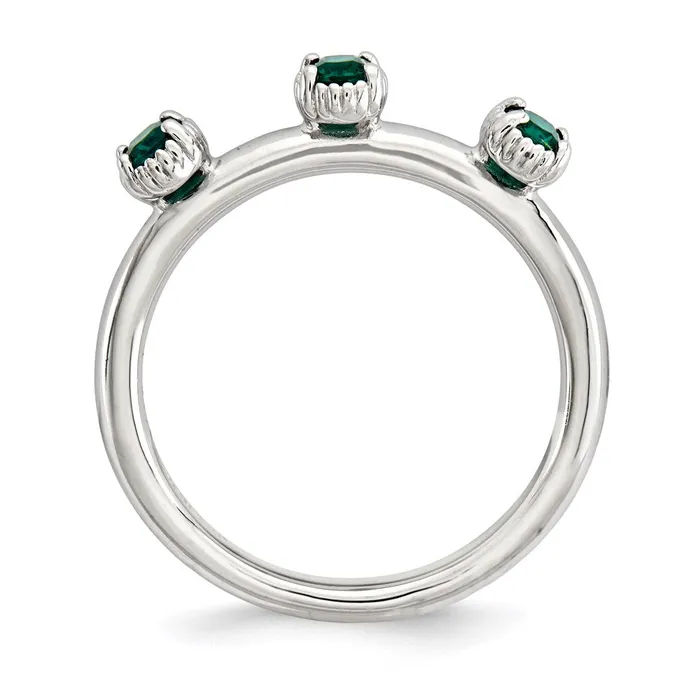 Goldia Rings Sterling Silver Stackable Expressions Created Emerald Three Stone Ring