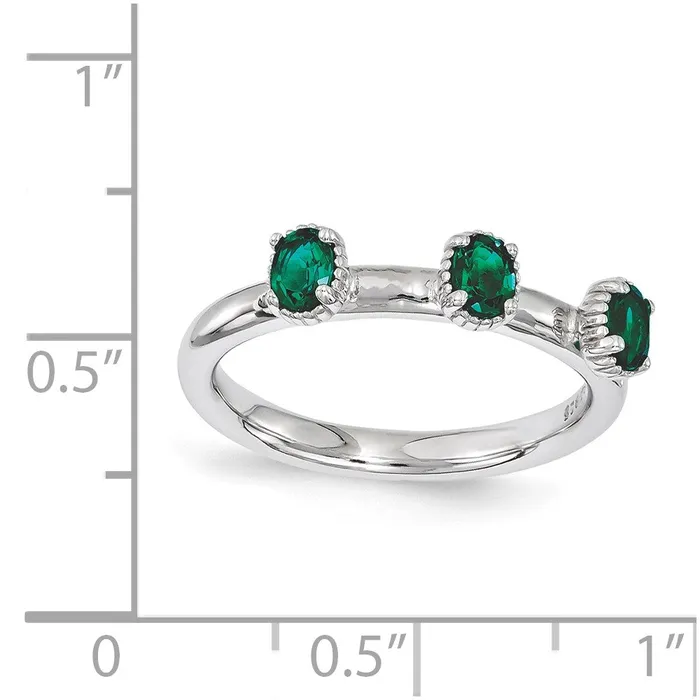 Goldia Rings Sterling Silver Stackable Expressions Created Emerald Three Stone Ring