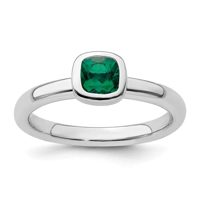 Goldia Rings Sterling Silver Stackable Expressions Cushion Cut Cr Emerald Ring Goldia Rings Sterling Silver Stackable Expressions Cushion Cut Cr Emerald Ring