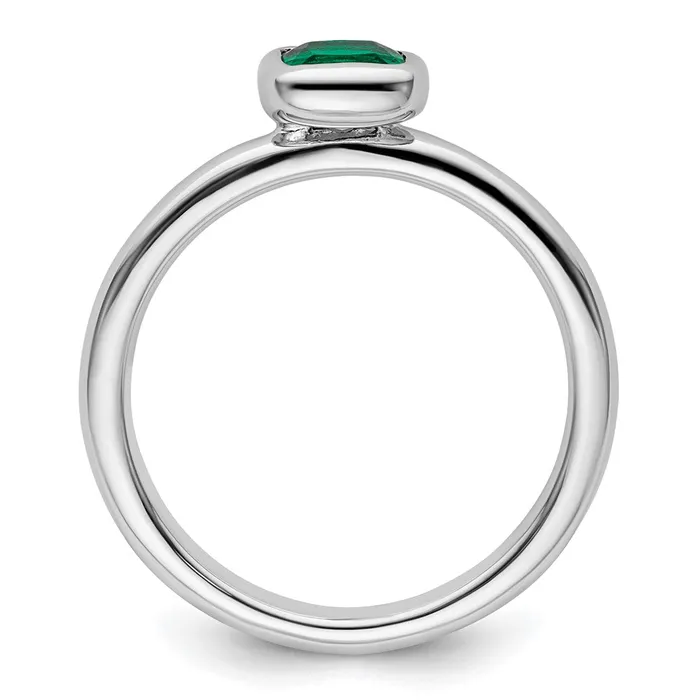 Goldia Rings Sterling Silver Stackable Expressions Cushion Cut Cr Emerald Ring