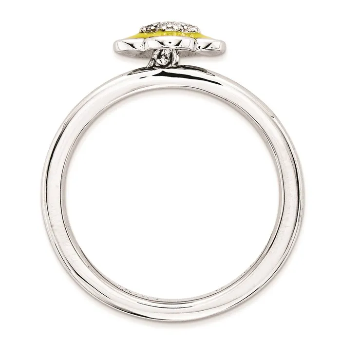 Goldia Rings Sterling Silver Stackable Expressions Polished Yellow Enameled u0026 CZ Ring