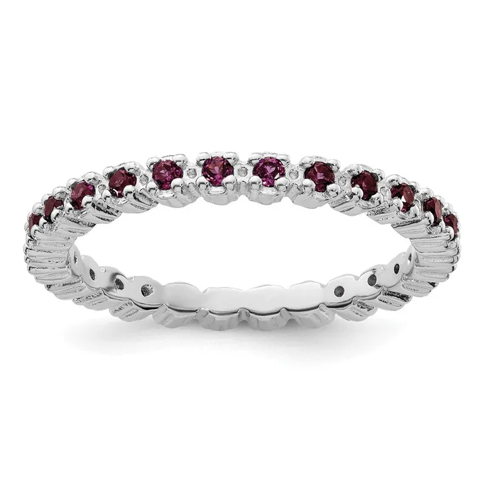 Goldia Rings Sterling Silver Stackable Expressions Rhodolite Garnet Ring