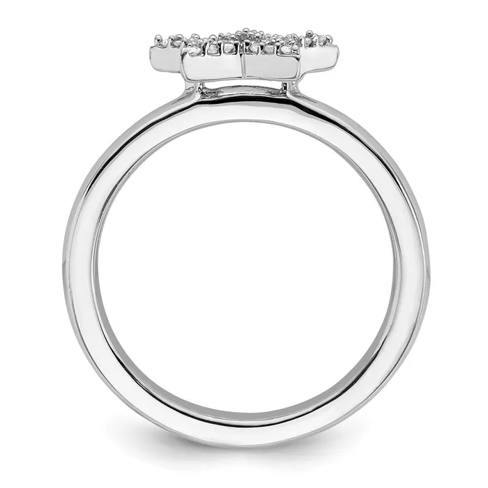 Goldia Rings Sterling Silver Stackable Expressions Star Diamond Ring