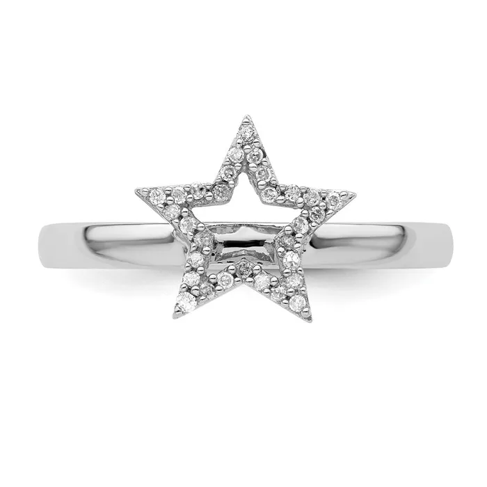 Goldia Rings Sterling Silver Stackable Expressions Star Diamond Ring