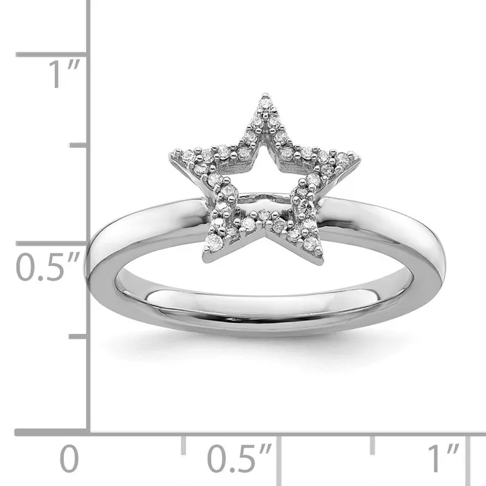 Goldia Rings Sterling Silver Stackable Expressions Star Diamond Ring