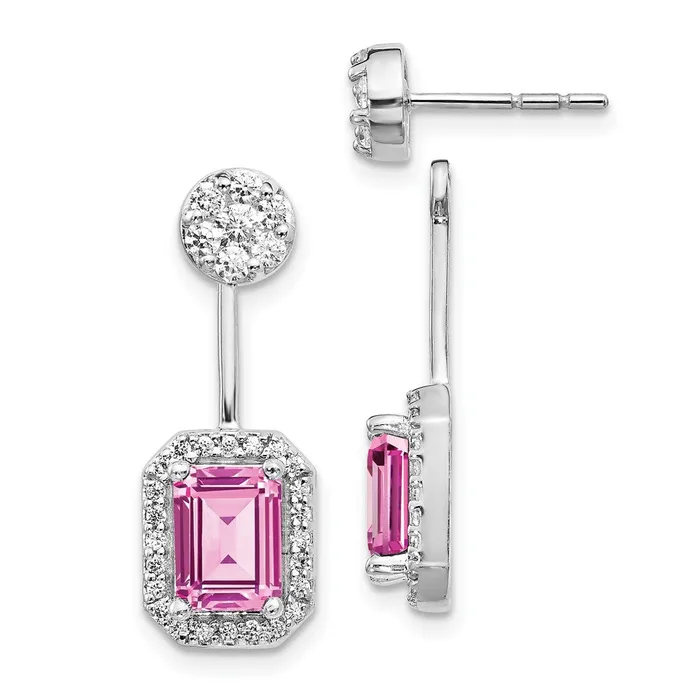 Goldia Solid 14k White Gold Simulated CZ SimulatedCreated PinK Sapph FrontBacK Earrings Earrings Goldia Solid 14k White Gold Simulated CZ SimulatedCreated PinK Sapph FrontBacK Earrings Earrings