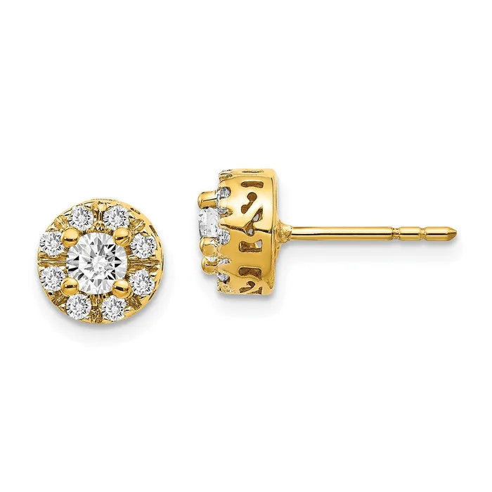 Goldia Solid 14k Yellow Gold Simulated CZ Semimount Stud Earrings Earrings