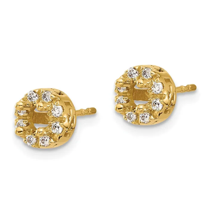 Goldia Solid 14k Yellow Gold Simulated CZ Semimount Stud Earrings Earrings