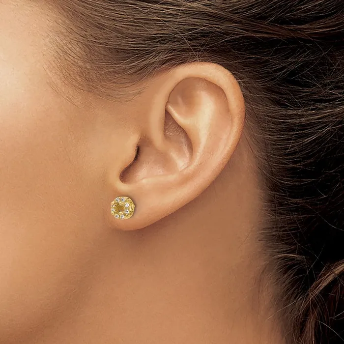 Goldia Solid 14k Yellow Gold Simulated CZ Semimount Stud Earrings Earrings