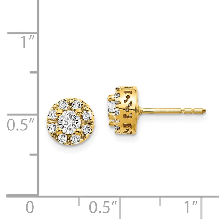 Goldia Solid 14k Yellow Gold Simulated CZ Semimount Stud Earrings Earrings