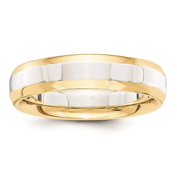 Goldia Solid 18K Yellow Gold TwoTone 5mm Domed Size 11 Wedding MensWomens Wedding Band Ring Rings