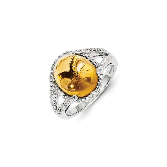 Goldia Sterling Silver Citrine and Diamond Ring Rings