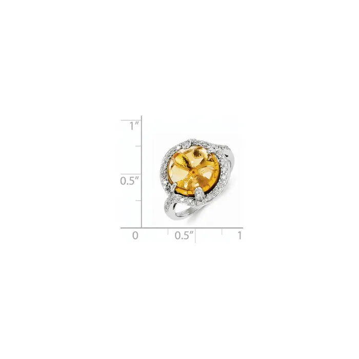Goldia Sterling Silver Citrine and Diamond Ring Rings