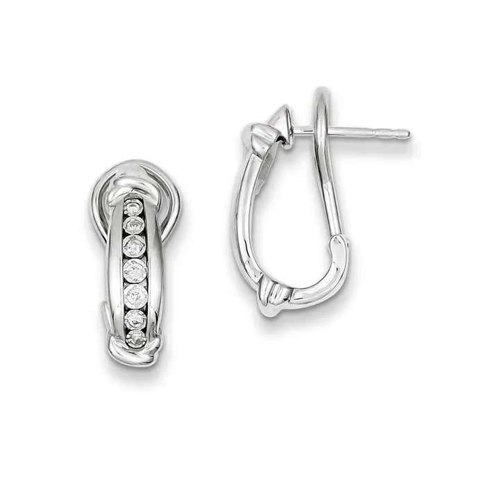 Goldia Sterling Silver Diamond Omega Back Earrings Earrings