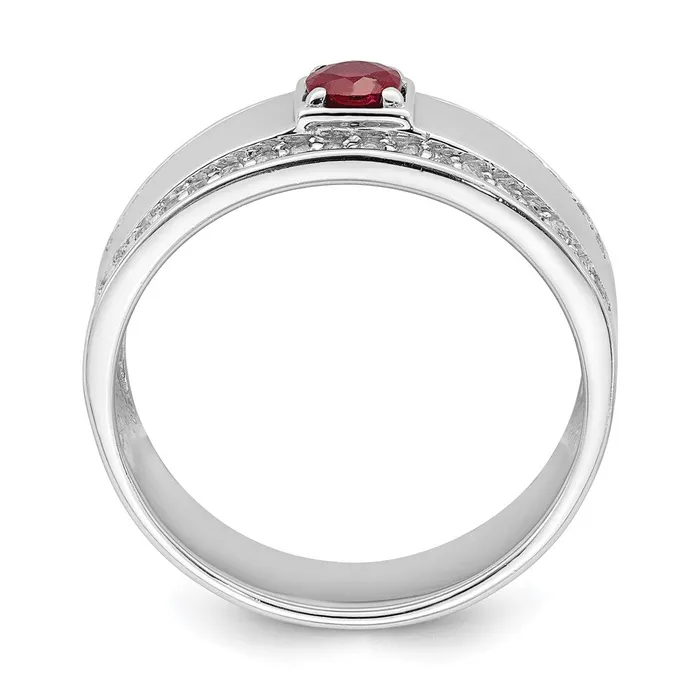 Goldia Sterling Silver Mens African Ruby and White Topaz Ring Rings