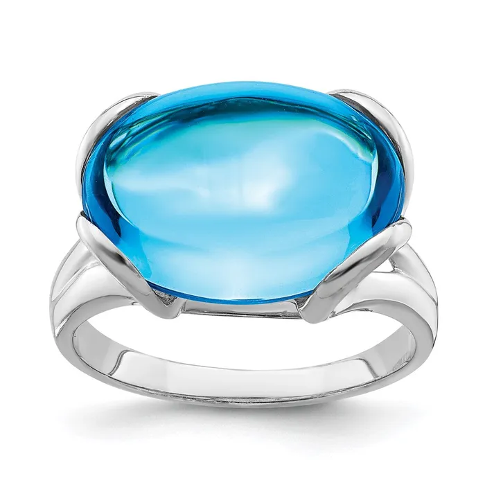 Goldia Sterling Silver Rhodium Blue Topaz Ring Rings