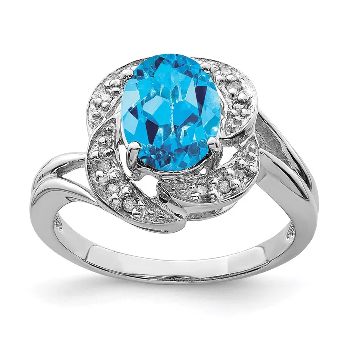 Goldia Sterling Silver Rhodium Blue Topaz u0026 Diamond Ring Rings