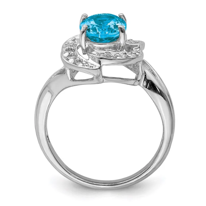 Goldia Sterling Silver Rhodium Blue Topaz u0026 Diamond Ring Rings