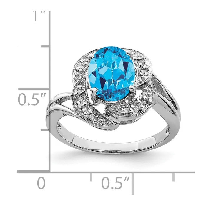 Goldia Sterling Silver Rhodium Blue Topaz u0026 Diamond Ring Rings