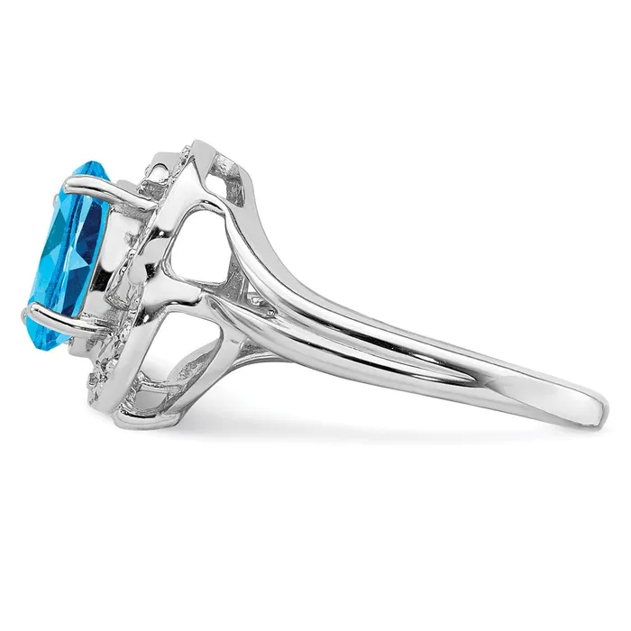 Goldia Sterling Silver Rhodium Blue Topaz u0026 Diamond Ring Rings