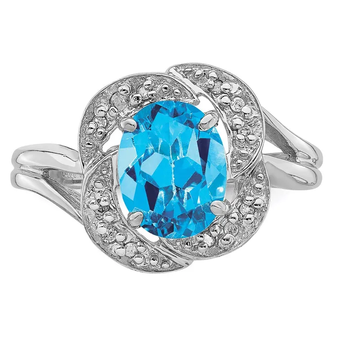 Goldia Sterling Silver Rhodium Blue Topaz u0026 Diamond Ring Rings