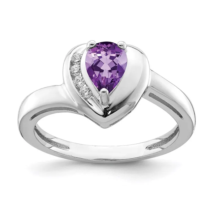 Goldia Sterling Silver Rhodiumplated Amethyst and White Topaz Heart Ring Rings Goldia Sterling Silver Rhodiumplated Amethyst and White Topaz Heart Ring Rings