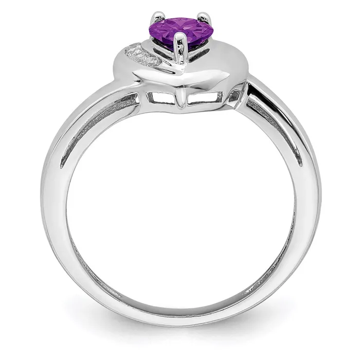 Goldia Sterling Silver Rhodiumplated Amethyst and White Topaz Heart Ring Rings