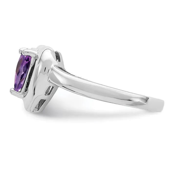 Goldia Sterling Silver Rhodiumplated Amethyst and White Topaz Heart Ring Rings