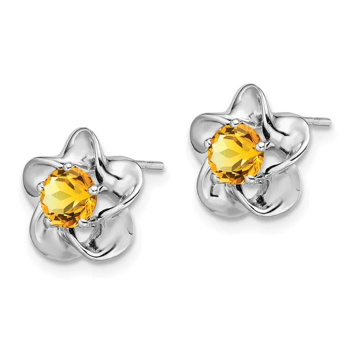 Goldia Sterling Silver Rhodiumplated Floral Citrine Post Earrings Earrings