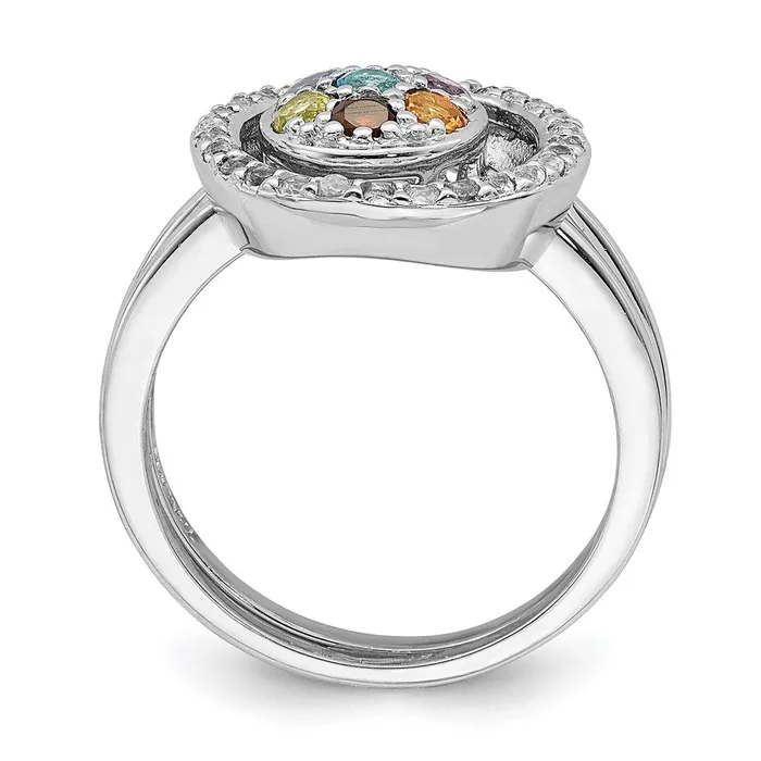 Goldia Sterling Silver Rhodiumplated Multigemstone wHalo 2 Ring Set Rings