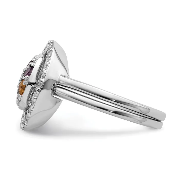 Goldia Sterling Silver Rhodiumplated Multigemstone wHalo 2 Ring Set Rings