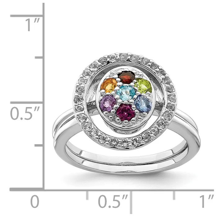 Goldia Sterling Silver Rhodiumplated Multigemstone wHalo 2 Ring Set Rings
