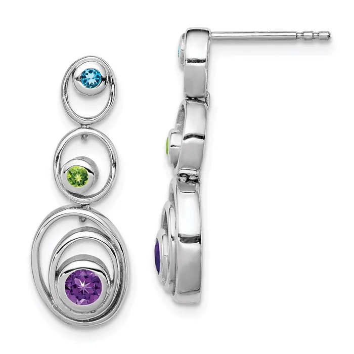 Goldia Sterling Silver Rhodiumplated Peridot Blue Topaz and Amethyst Earrings Earrings Goldia Sterling Silver Rhodiumplated Peridot Blue Topaz and Amethyst Earrings Earrings