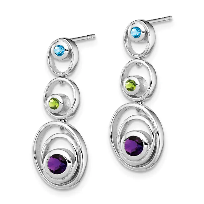 Goldia Sterling Silver Rhodiumplated Peridot Blue Topaz and Amethyst Earrings Earrings